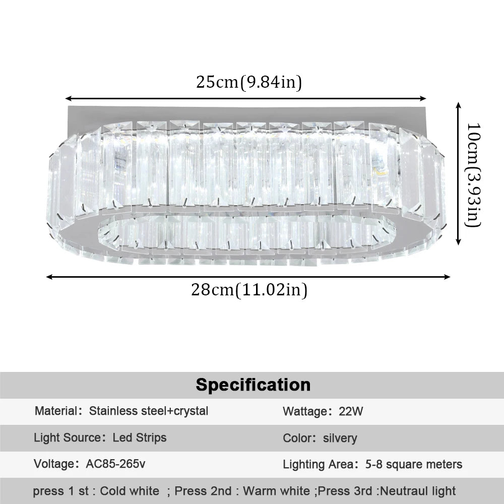 Vetrulus Luxury Crystal Oval Pendant Light Ceiling Lamp