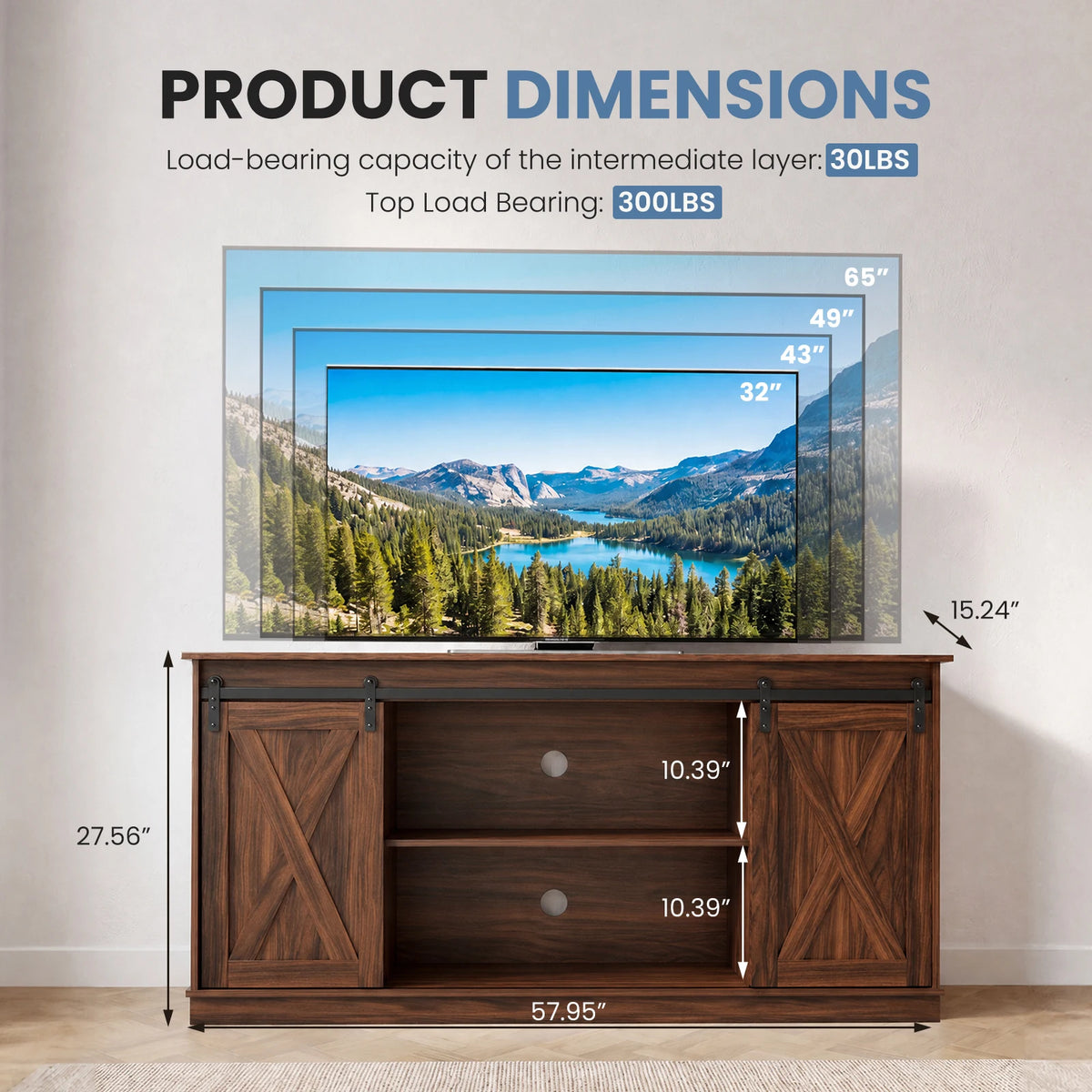 MCQ Modern Wood Storage TV Media Console Cabinet Unit