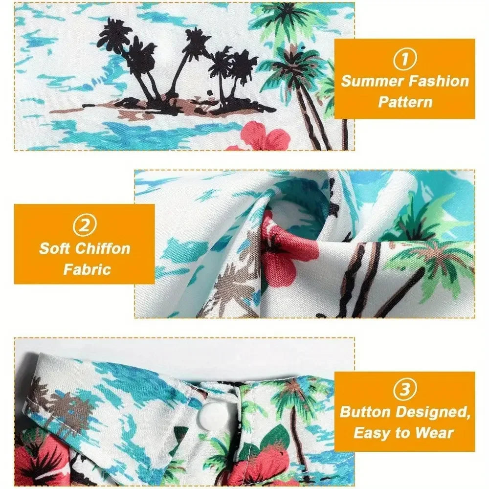 Hawaiian Floral Pet Shirts Breathable Summer Dog And Cat Apparel