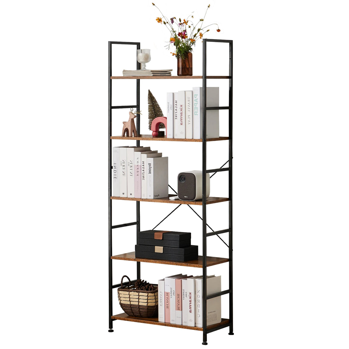 JHK Metal Bookcase Modern Home Office Storage Organizer