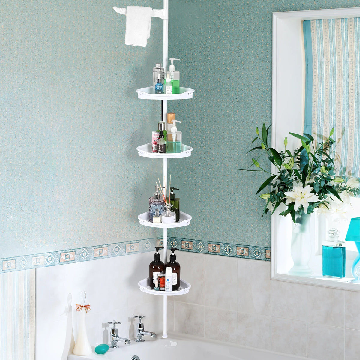 HiMISS Four Tier Corner Shower Caddy Adjustable Bathroom Storage Rack