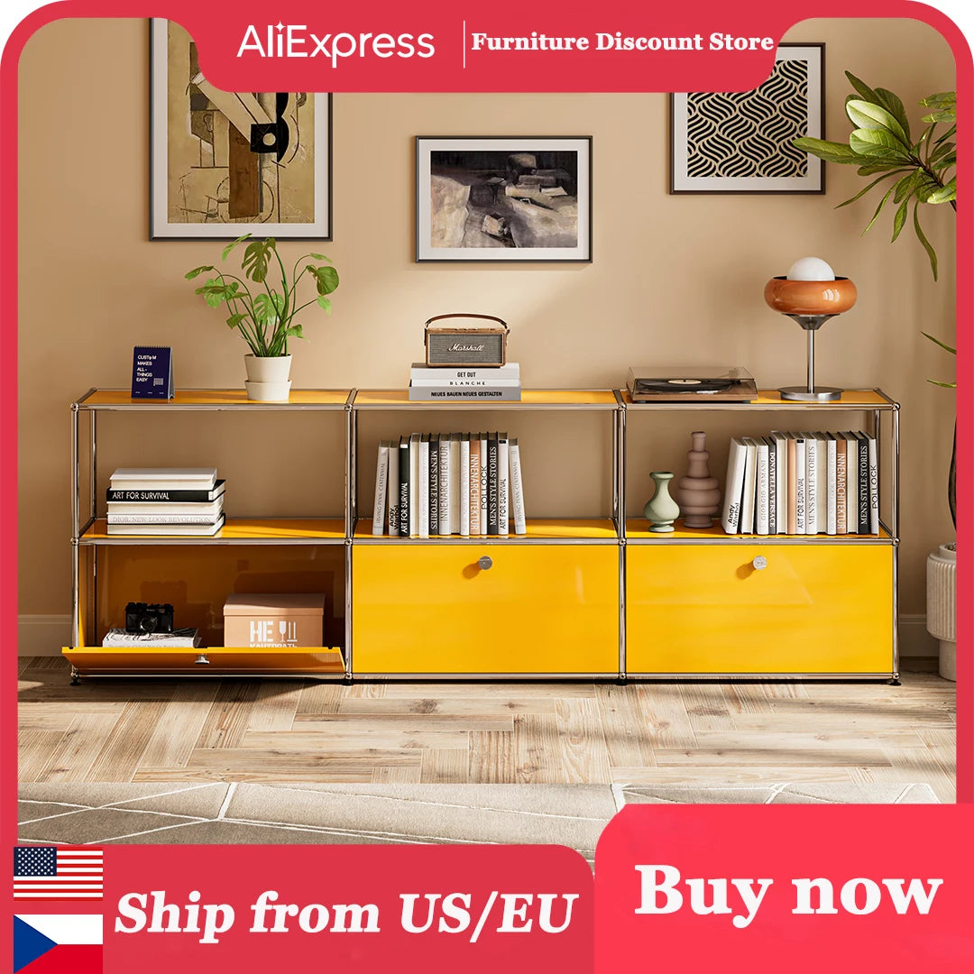 Modern Storage Cabinet Stainless Steel TV Stand Home Office Furniture