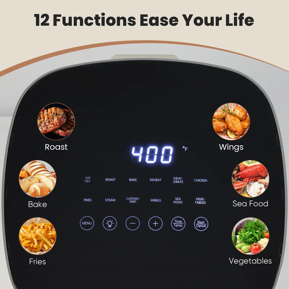 Electric Air Fryer With Viewing Window And Automatic Cooking Settings