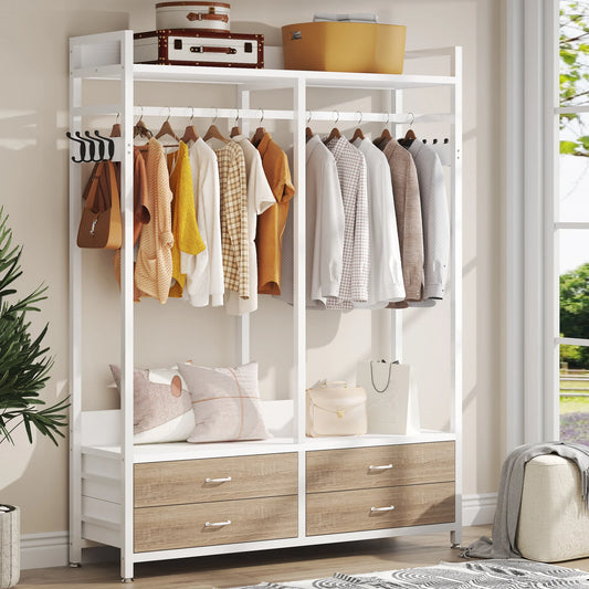 Tribesigns Freestanding Closet Organizer With Drawers And Hooks