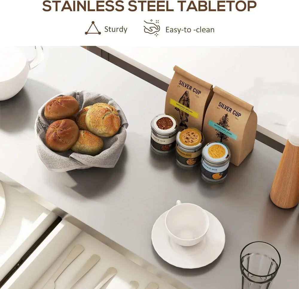 Professional Kitchen Island Cart With Durable Wheels And Storage