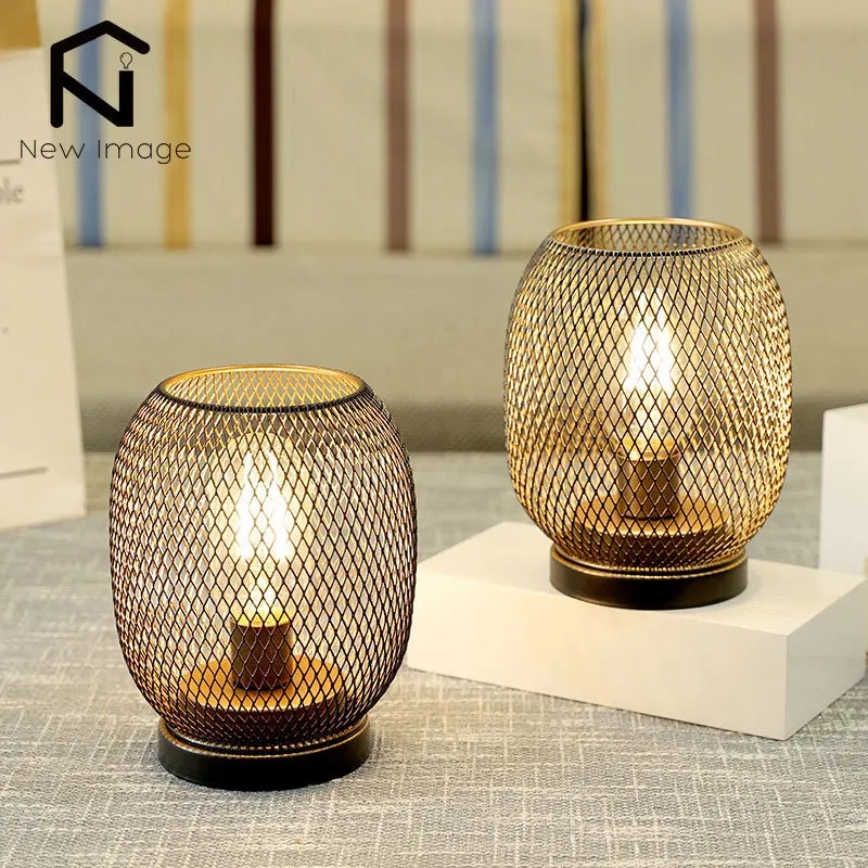 Newimage Metal Cage Cordless Battery Powered LED Lantern