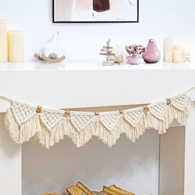 Handwoven Macrame Wall Hanging Boho Tapestry With Cotton Tassels
