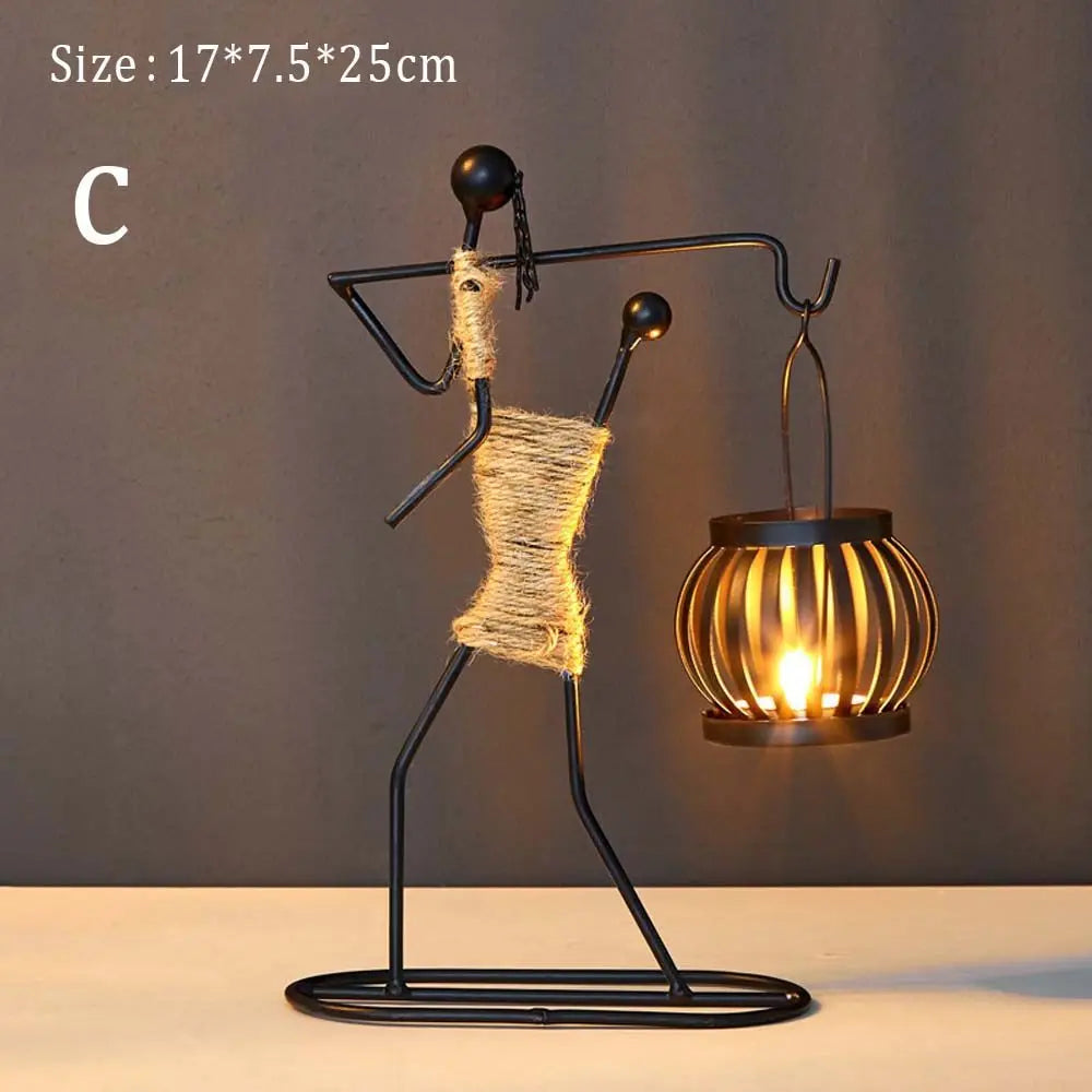 Foundtwo Nordic Metal Abstract Character Candle Holder Home Decor