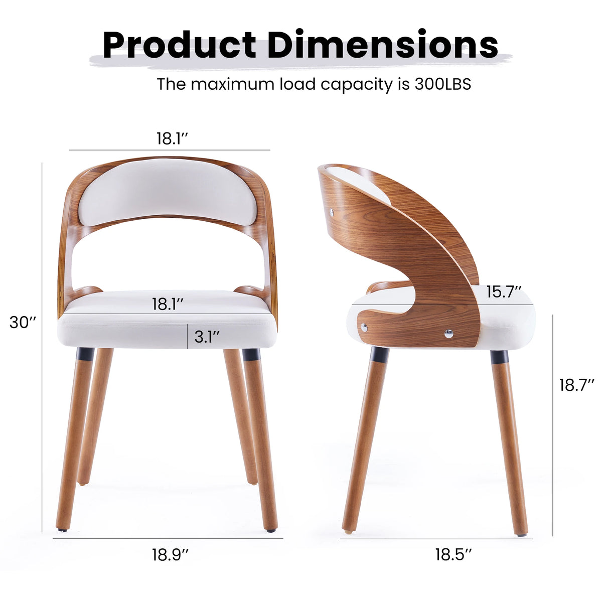 Farini Modern Wood Dining Chairs Curved Backrest Set