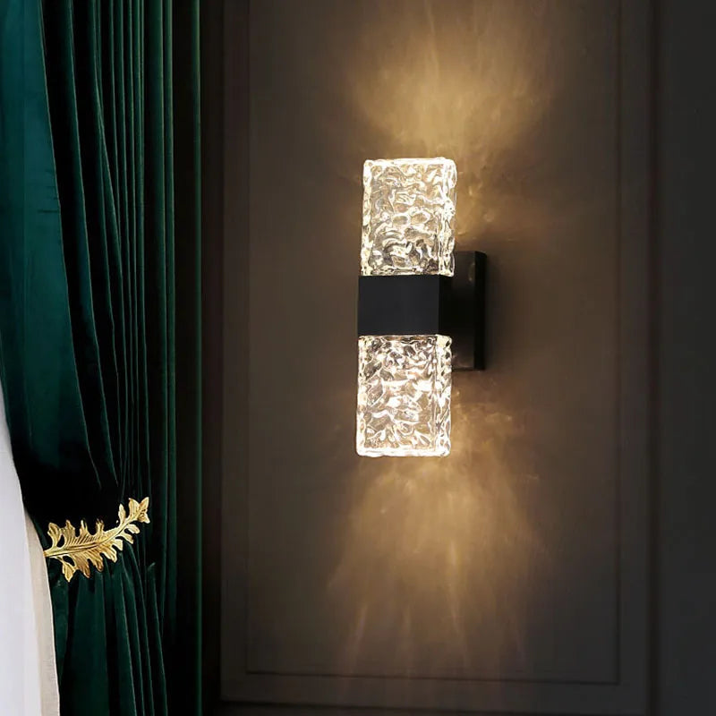 BleakNight Modern Ripple Glass LED Wall Lamp for Home Decor