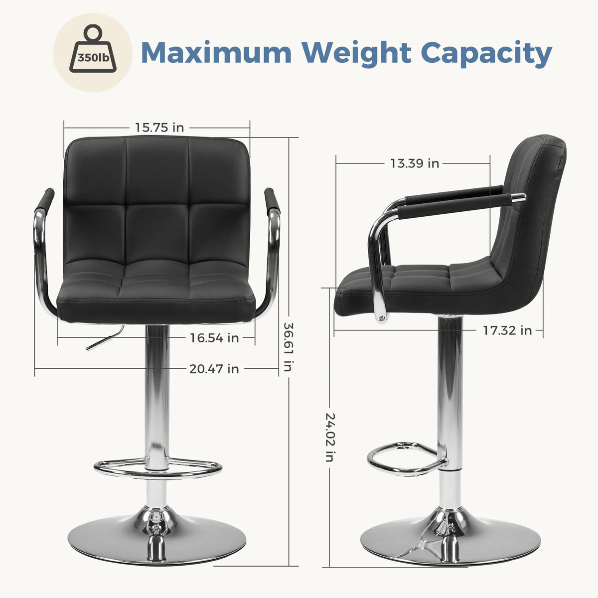 JHK Ergonomic PU Leather Swivel Office Chair Padded Armrests