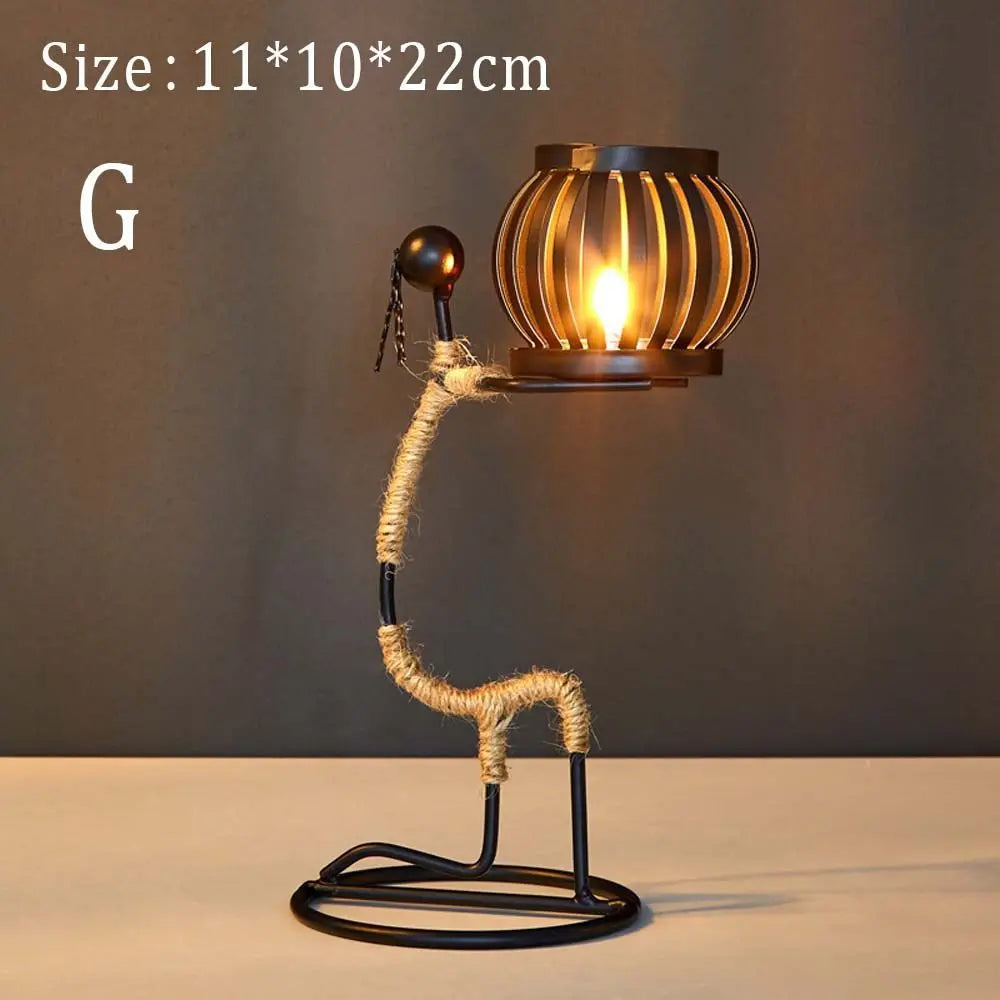 Foundtwo Nordic Metal Abstract Character Candle Holder Home Decor