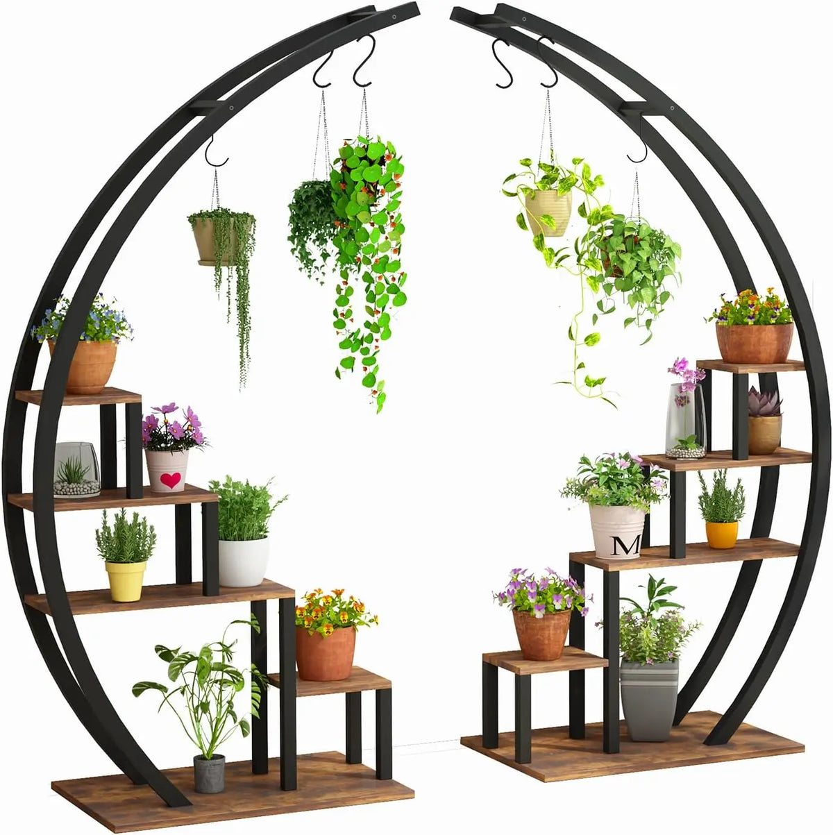 Twister 5-Tier Metal Indoor Plant Stand Half Moon Garden