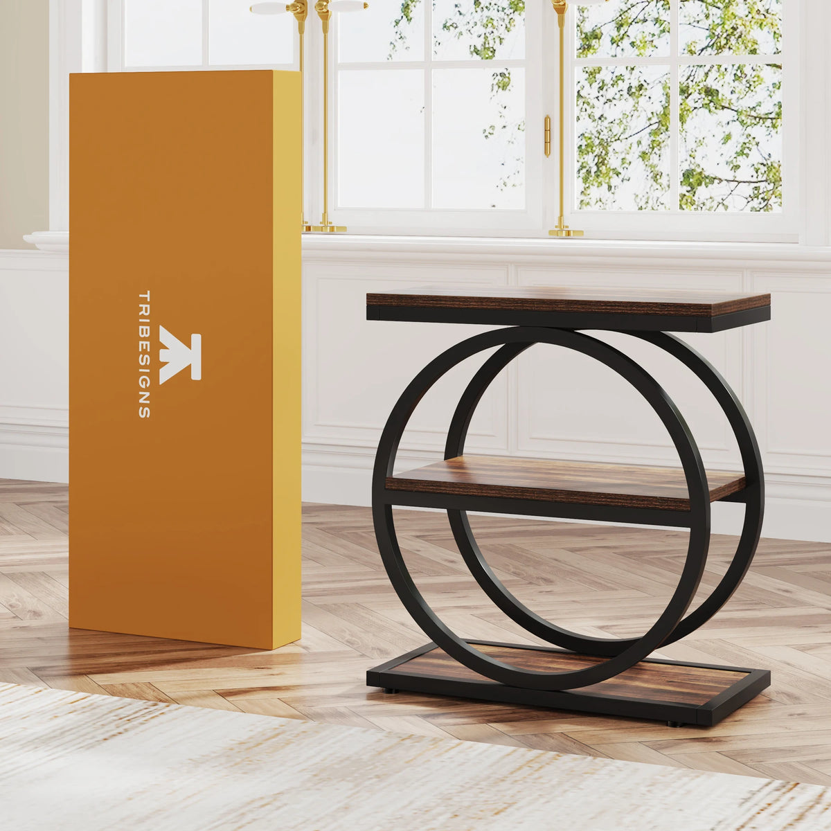 Tribesigns Industrial End Table With Open Storage Shelves For Home