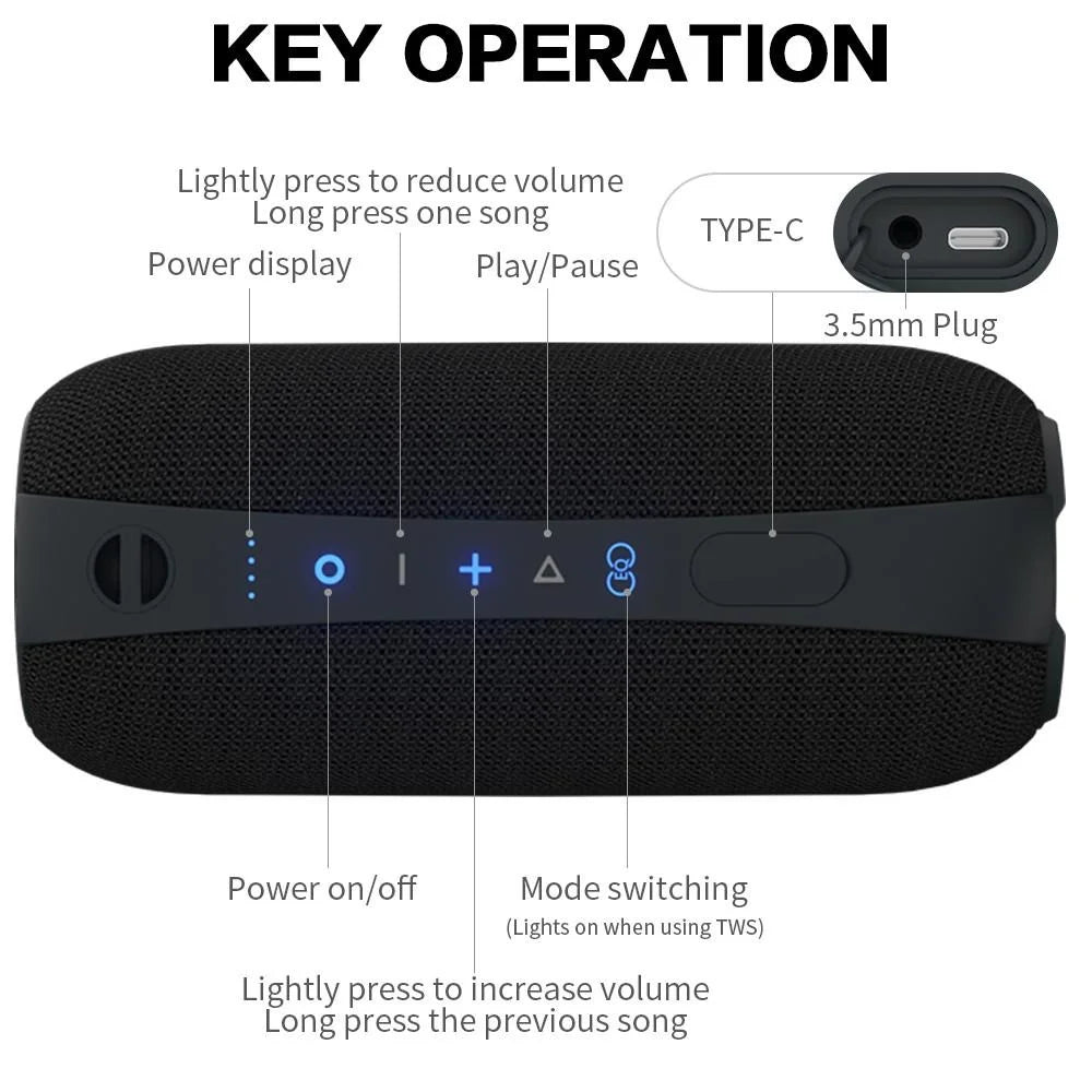 Stonego Portable Bluetooth Speakers With Tws And Rich Bass