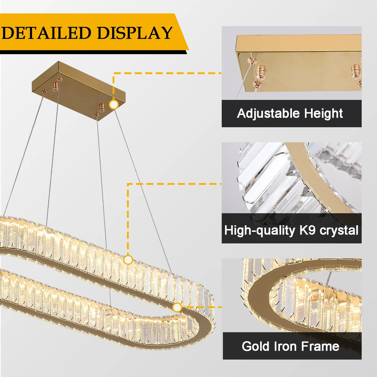 Vetrulus Luxury Crystal Oval Pendant Light Ceiling Lamp