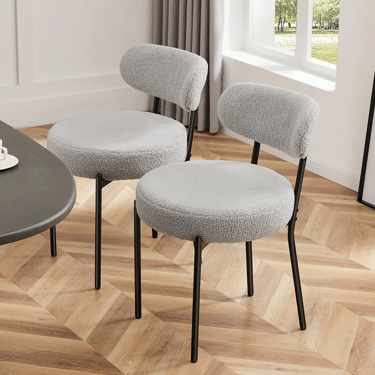 JHK Ergonomic Dining Chairs With Curved Backrest And Metal Legs