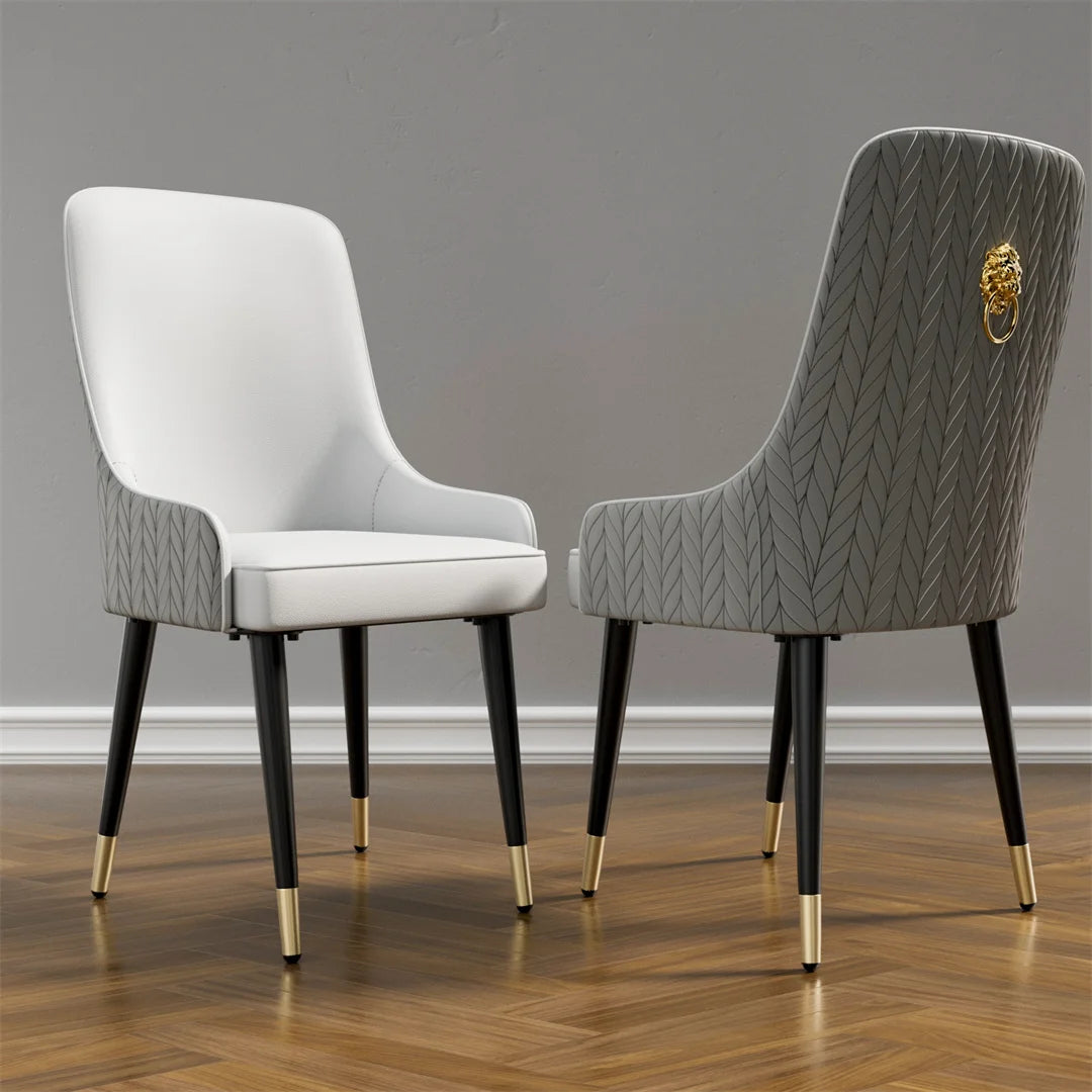 Luvodi Modern Upholstered Dining Chair Set With Lion Knocker
