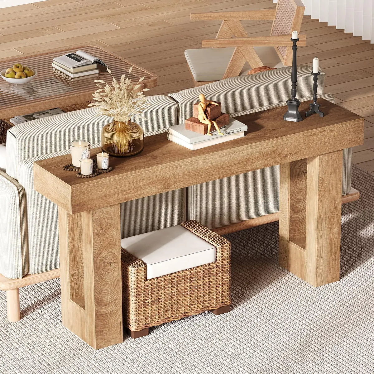 HiMiss Modern Wooden Console Table for Living Room Sofa