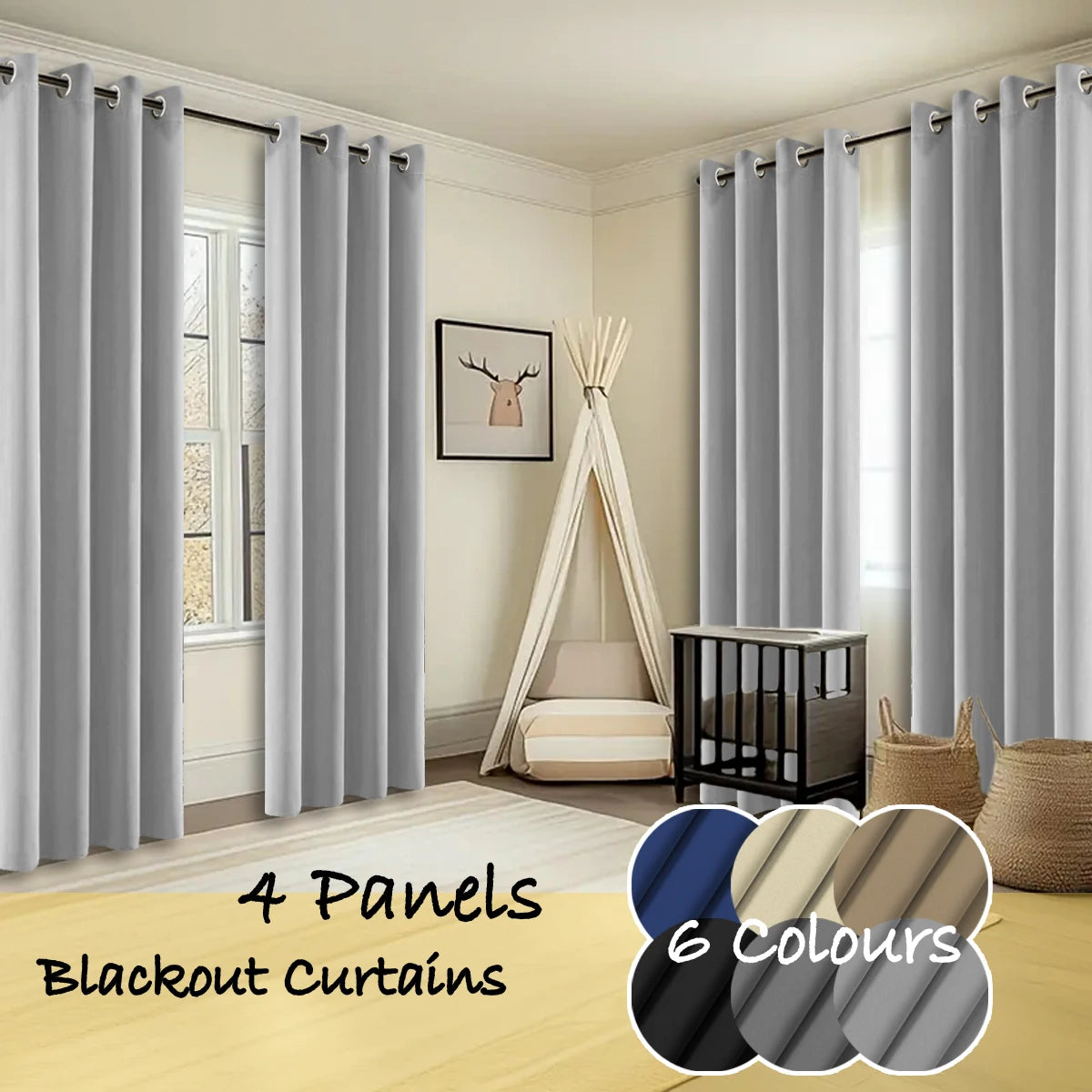 Polyester Thermal Insulated Blackout Curtains Ring Top