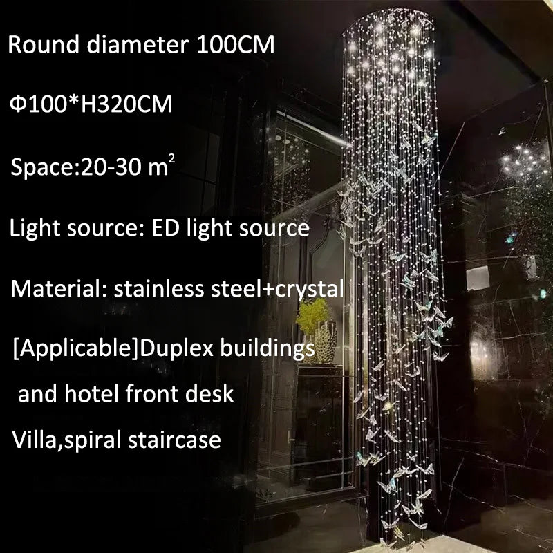 JIAYOOR Butterfly Crystal Chandelier Luxury Pendant Light for Living Room