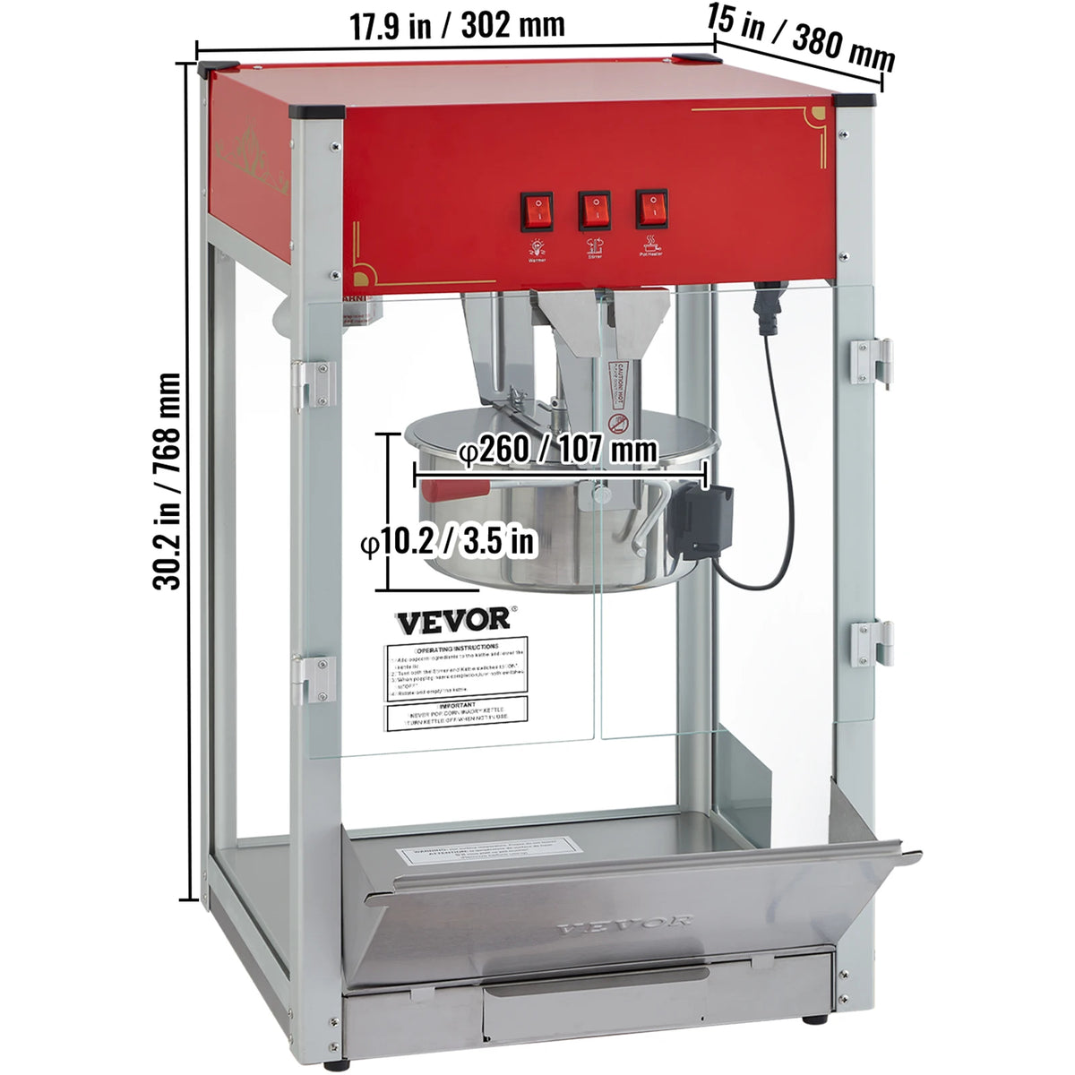 Succebuy Electric Popcorn Maker Commercial Popper Machine With Scoop