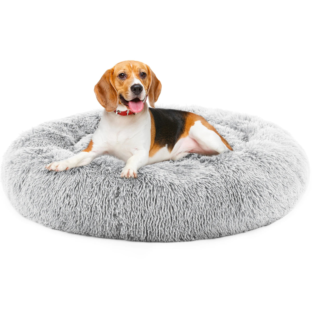 JHK Calming Washable Plush Faux Fur Dog Bed Non Slip