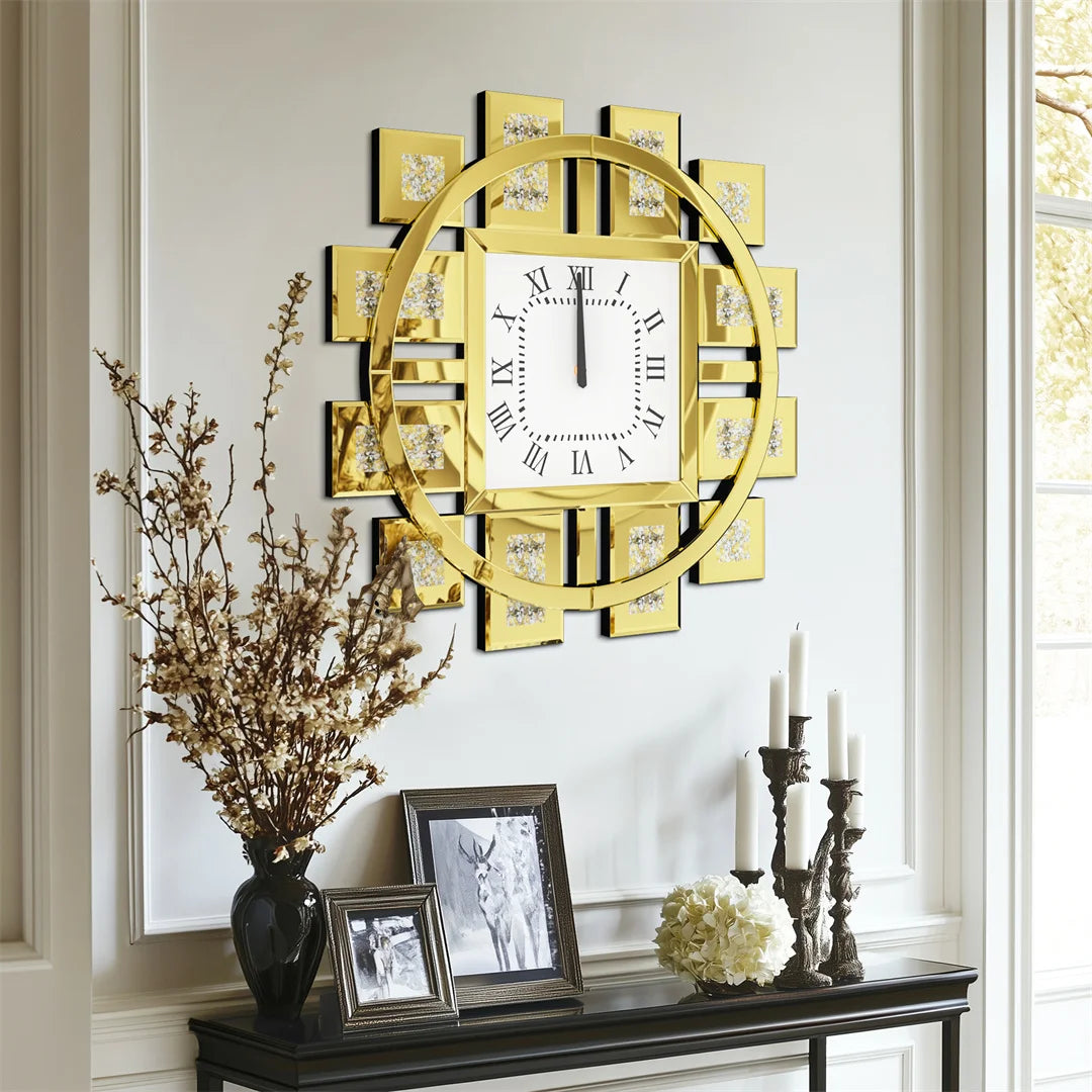 Decorative Resin Wall Clock With Needle Loudspeaker Living Room Design