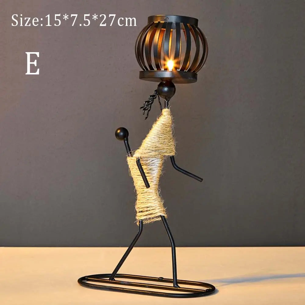 Foundtwo Nordic Metal Abstract Character Candle Holder Home Decor