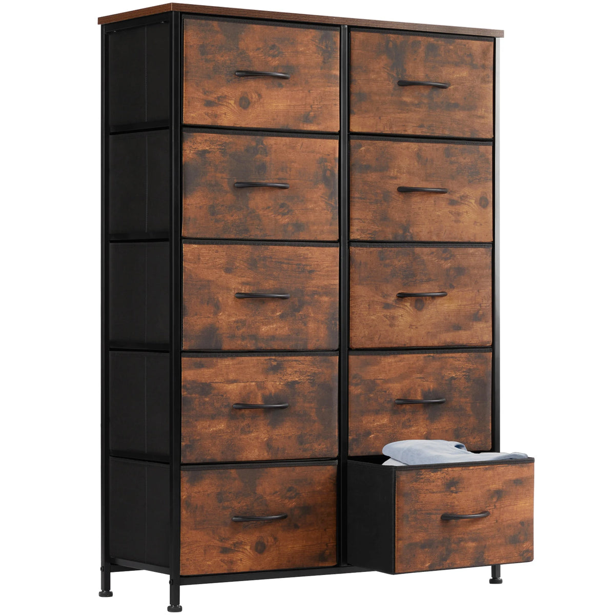 JHK Bedroom Steel Frame Wardrobe Storage Cabinet Fabric Drawers Organizer