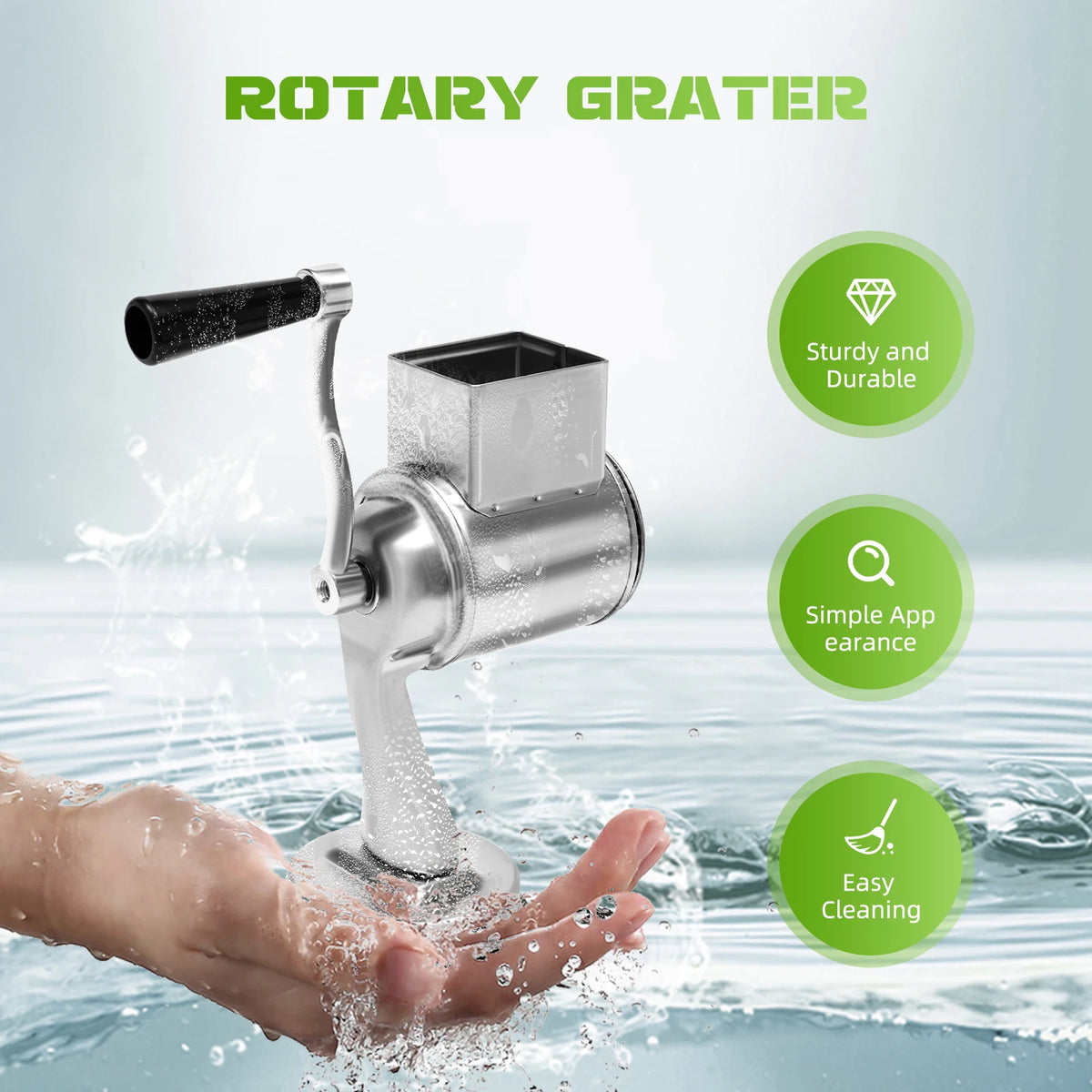 Stainless Steel Rotary Grater With Five Blades Vegetable Shredder