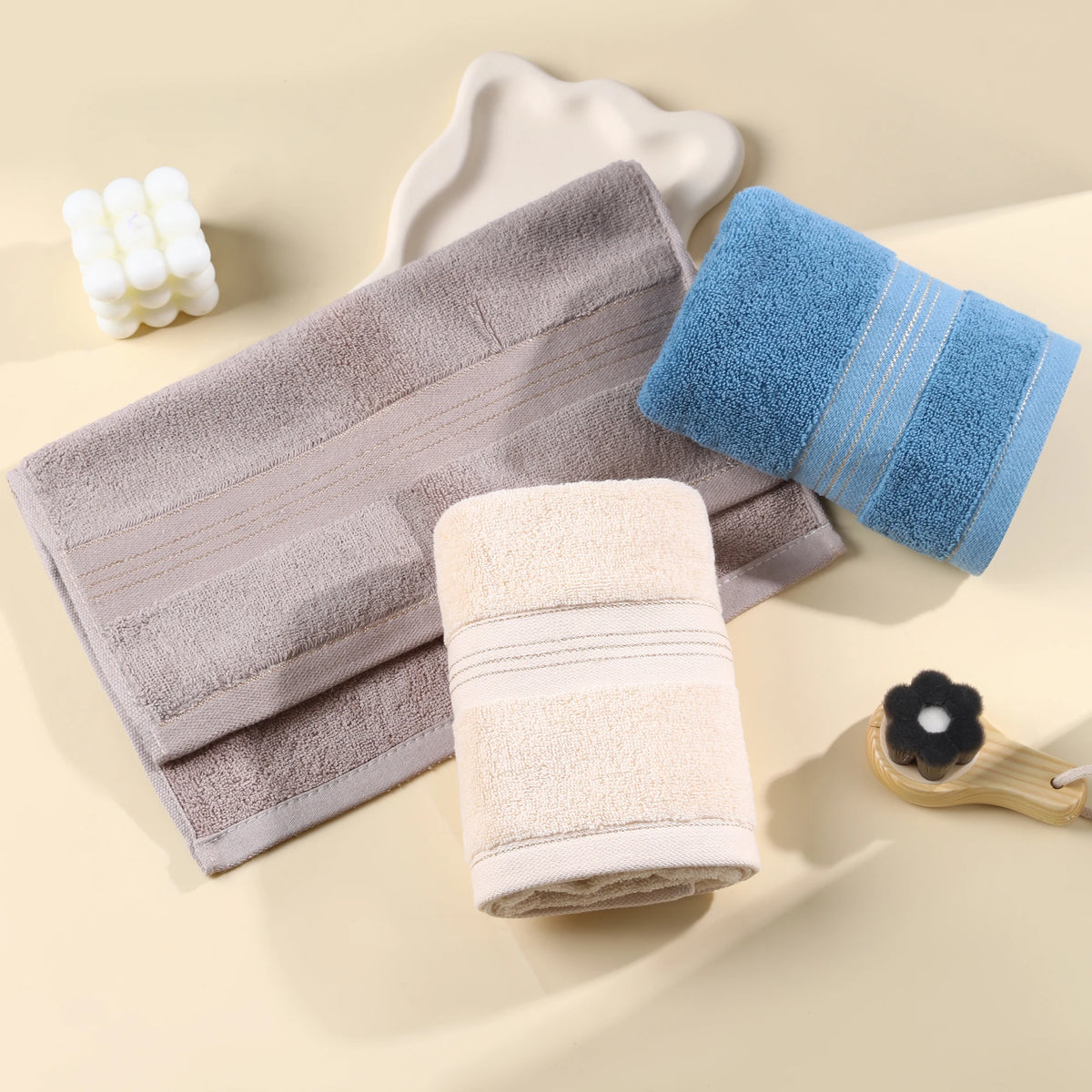 Premium Cotton Bath Towel Ultra Absorbent Quick Dry Gold Trim