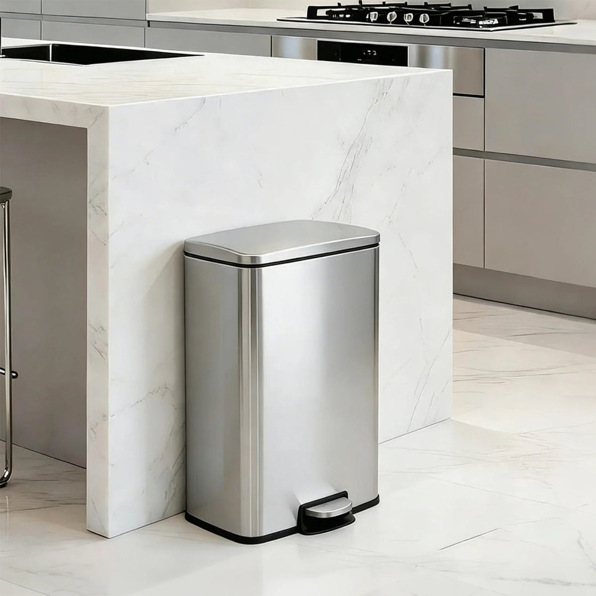 HiMISS Stainless Steel Pedal Trash Bin Fingerprint Proof Design