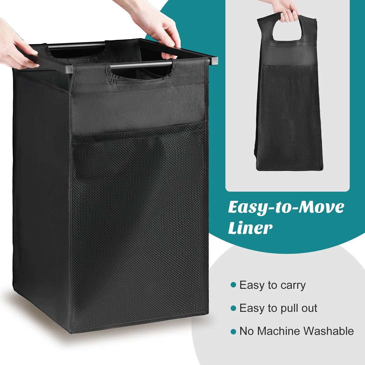 Jhk Metal Frame Laundry Basket Organizer With Removable Bags