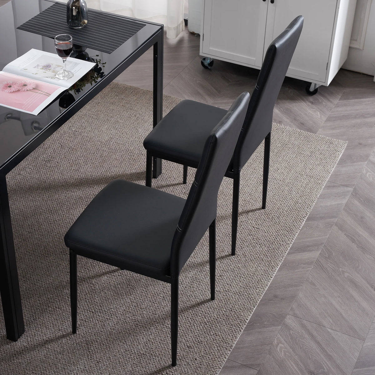 Modern Synthetic Leather High Backrest Dining Chairs