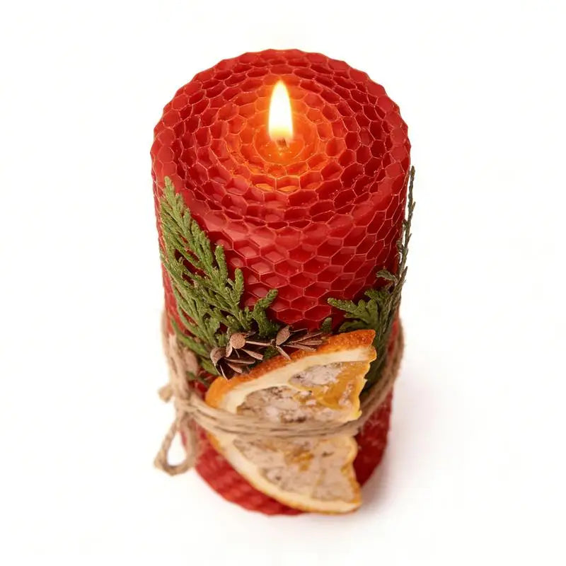 Hand Rolled Beeswax Candles Cedar Orange Scent Home Decor