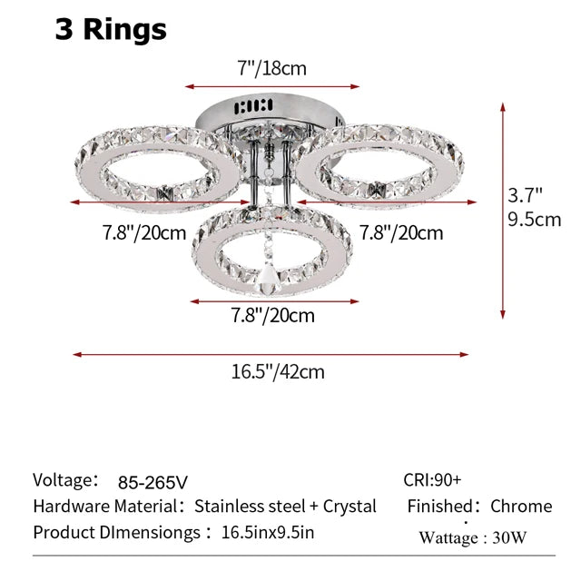 GreeLustr Modern Stainless Steel Crystal Pendant Ceiling Light
