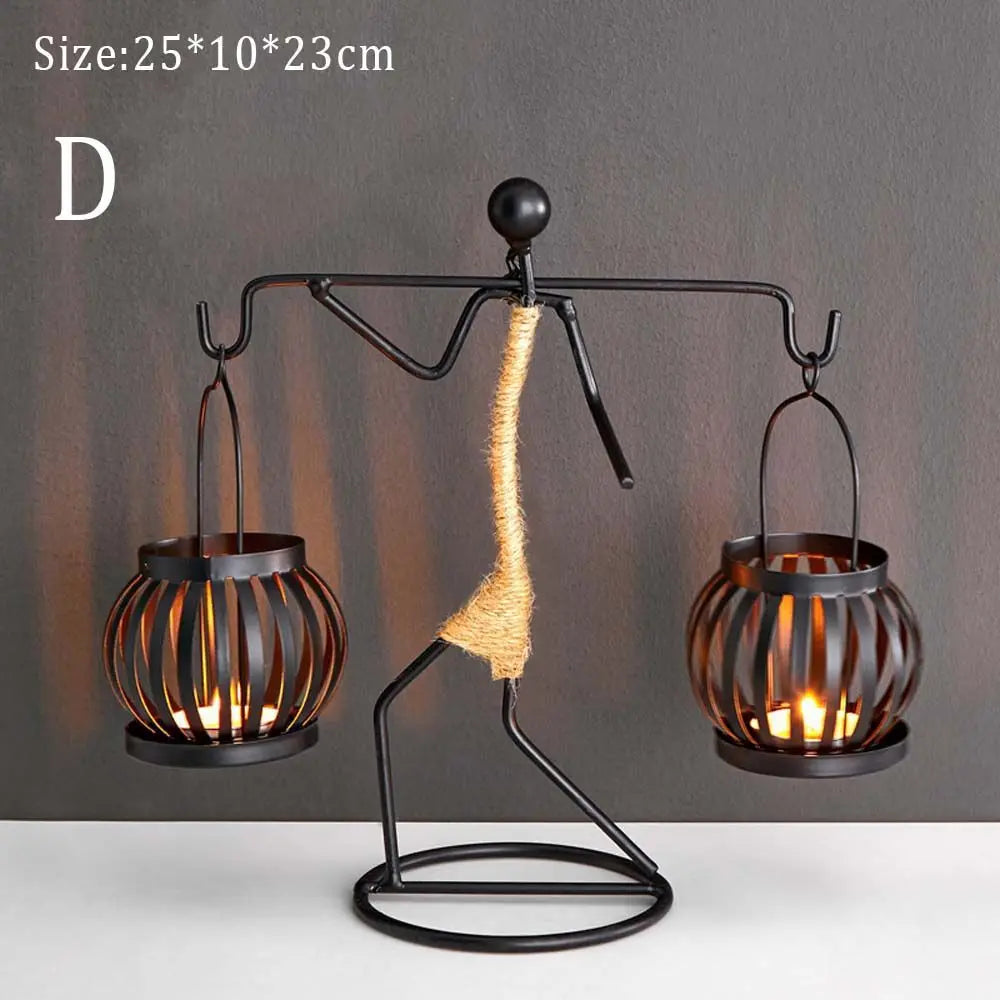 Foundtwo Nordic Metal Abstract Character Candle Holder Home Decor