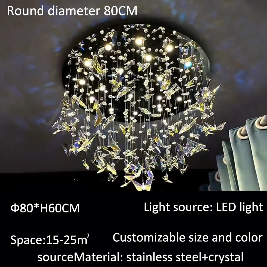 JIAYOOR Butterfly Crystal Chandelier Luxury Pendant Light for Living Room