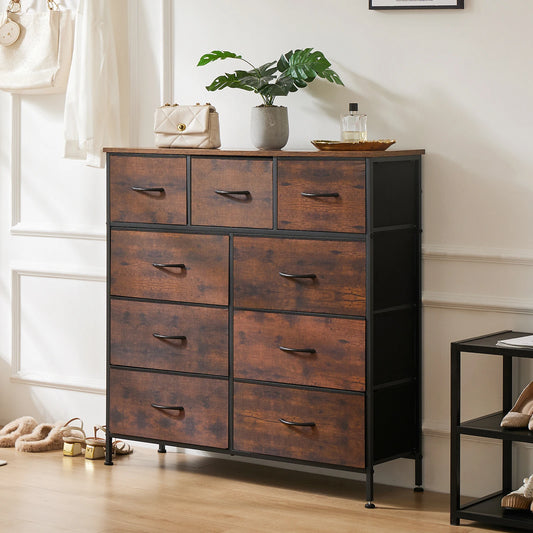 JHK 9 Drawer Wardrobe Fabric Storage Chest Organizer For Bedroom
