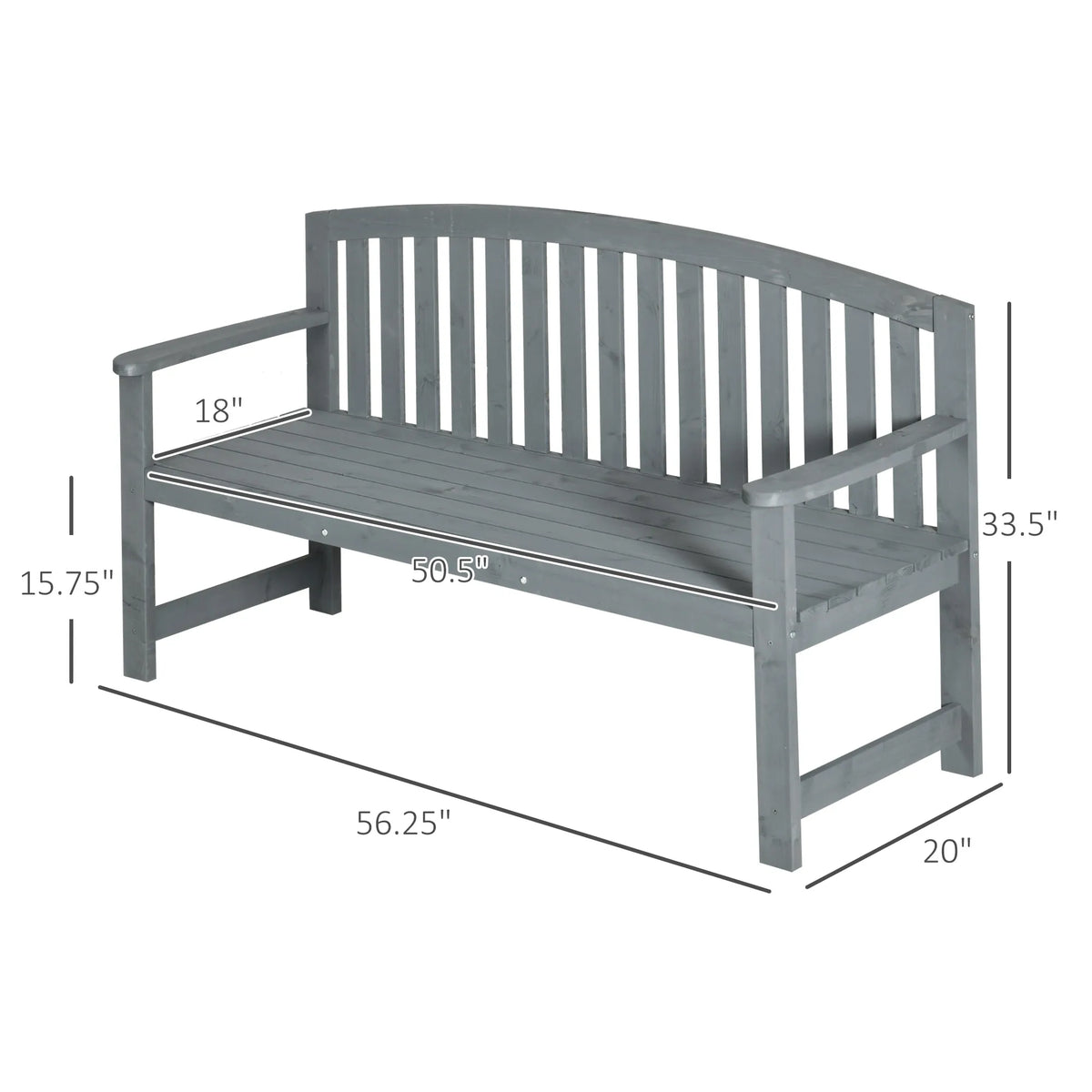 Outsunny Modern Arch Slatted Backrest Garden Bench For Outdoors
