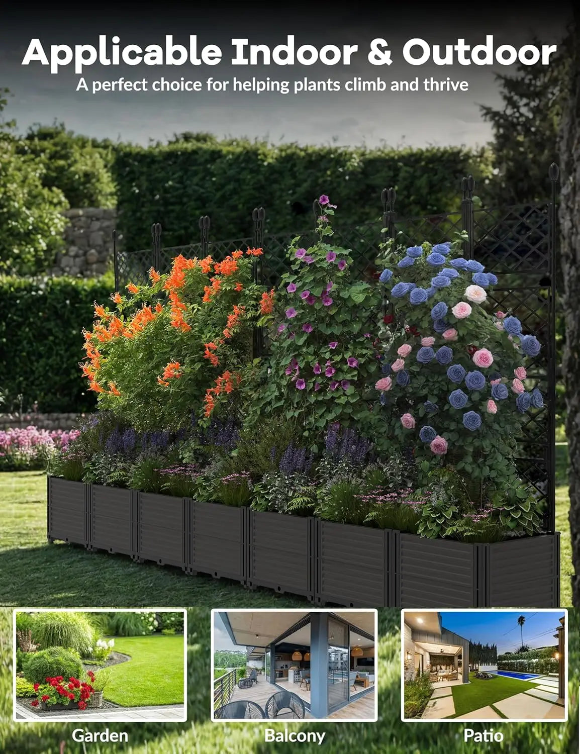 Twister CK Outdoor Garden Planter Box With Trellis Rack