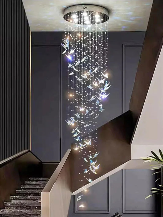 JIAYOOR Butterfly Crystal Chandelier Luxury Pendant Light for Living Room