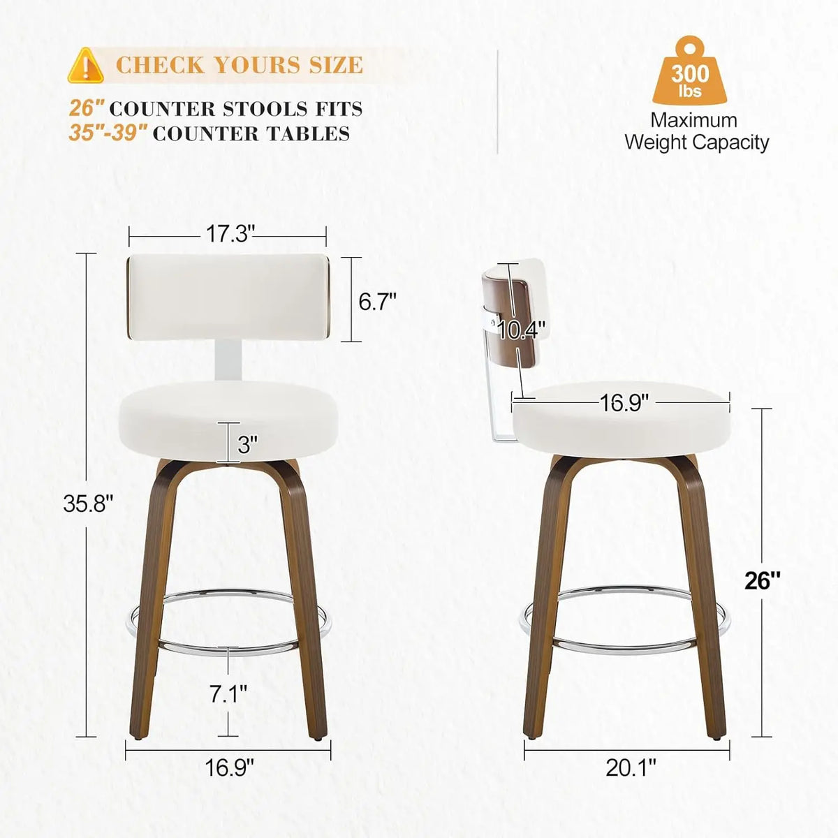 Elegant Kitchen Bar Stools With Leather Cushions And Wood Frames