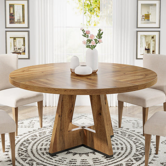 Tribesigns Round Dining Table Farmhouse Kitchen Table Home Furniture