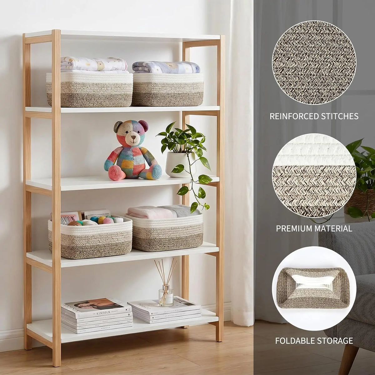 Garvee Woven Cotton Rope Storage Baskets For Shelf Organization