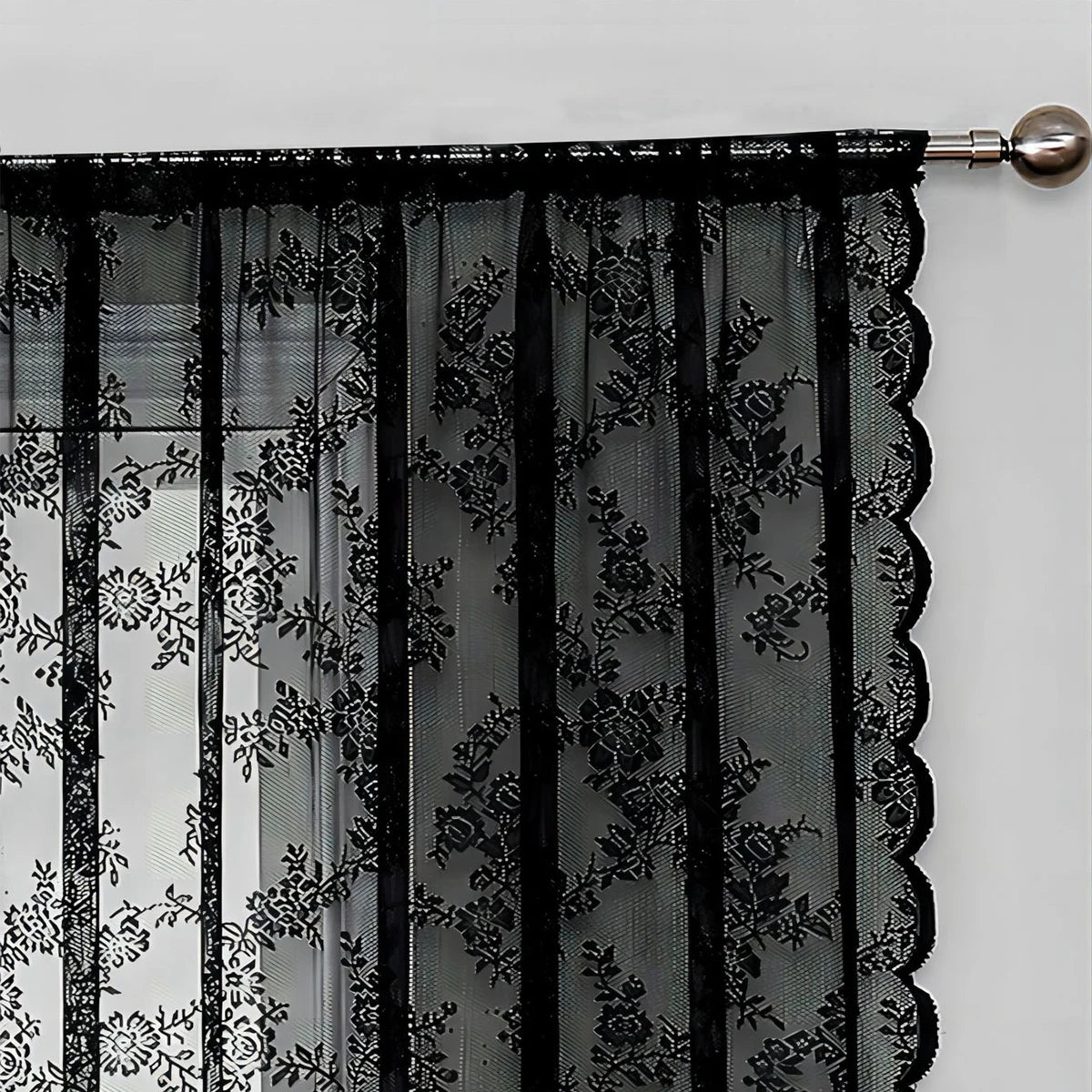Romantic Flower Lace Sheer Window Curtain With Rod Pocket