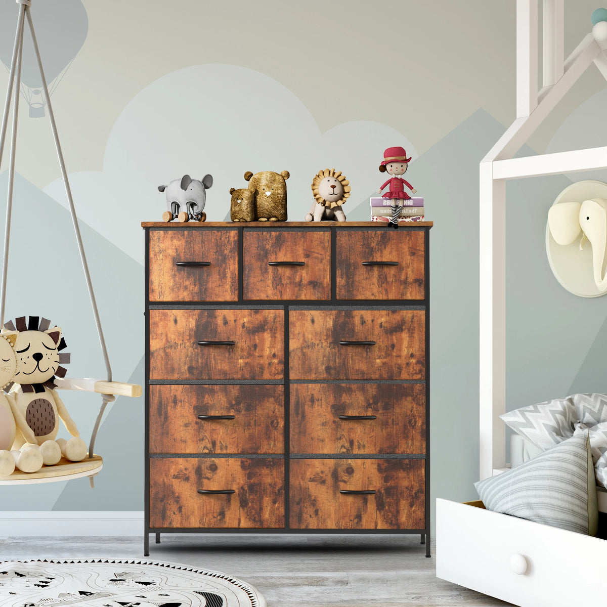 JHK Modern 9 Drawer Fabric Wardrobe Bedroom Storage Organizer