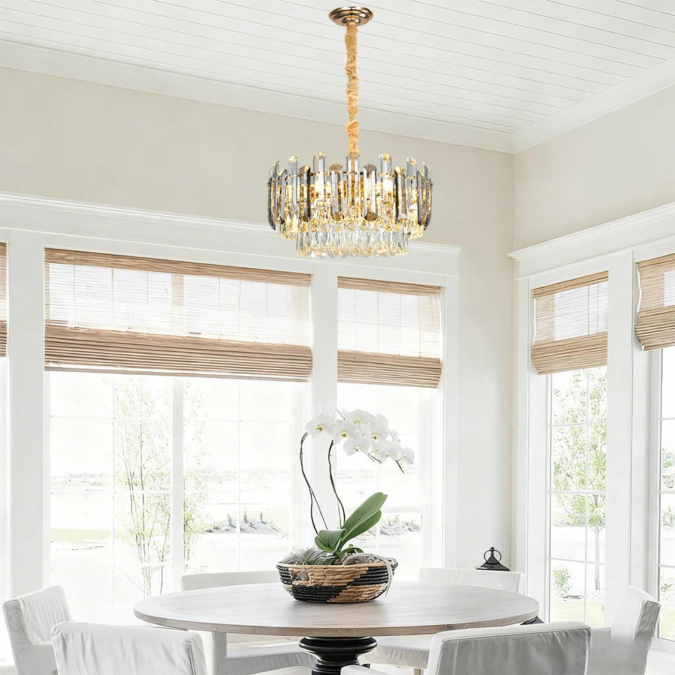PIBAOGU Modern K9 Crystal Chandelier for Dining and Living Rooms