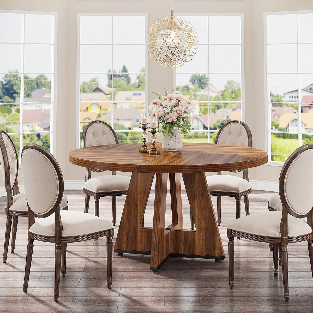 Tribesigns Round Dining Table Farmhouse Kitchen Table Home Furniture